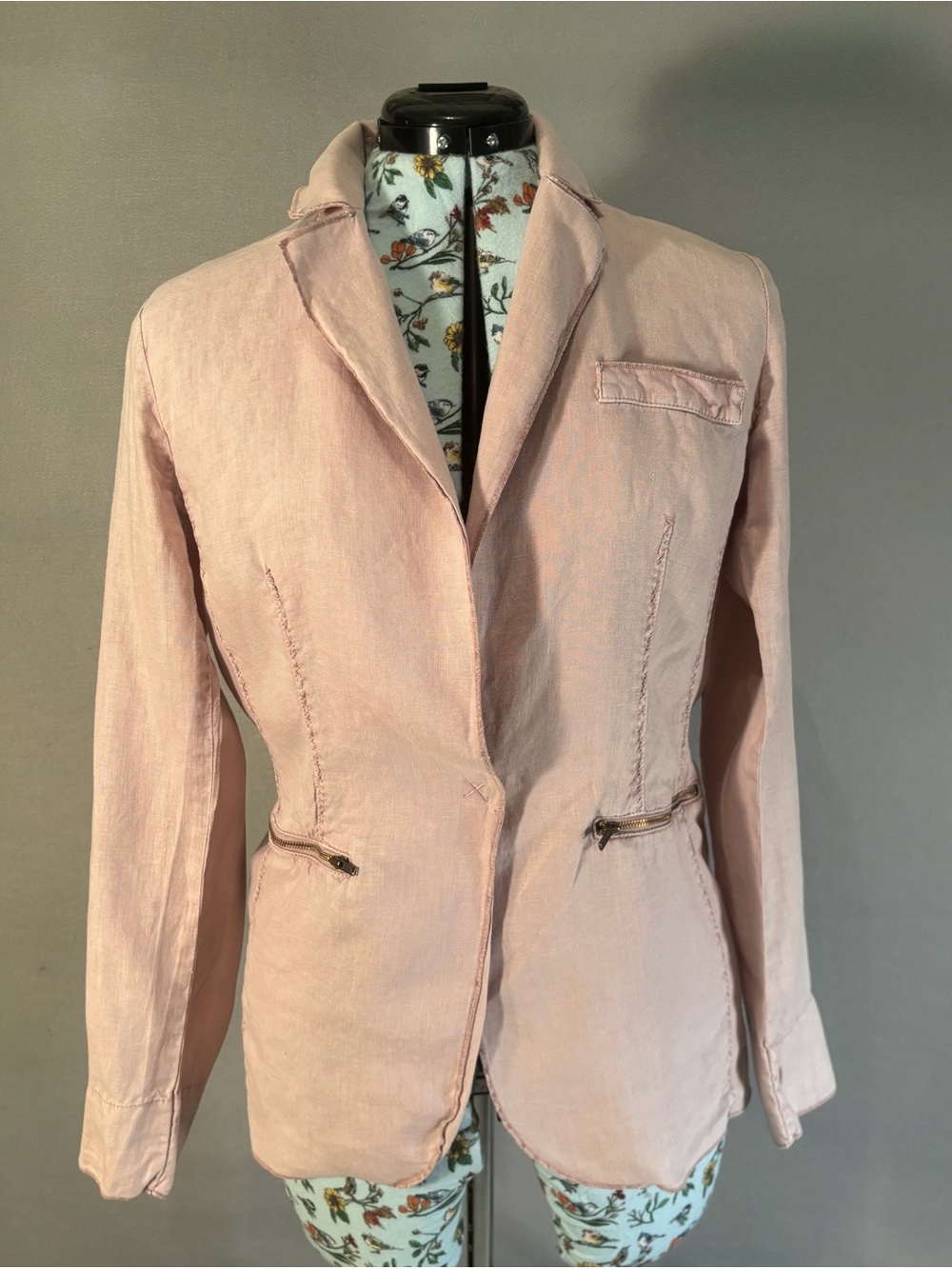 Michael Stars Pale Pink Linen-Blend Blazer